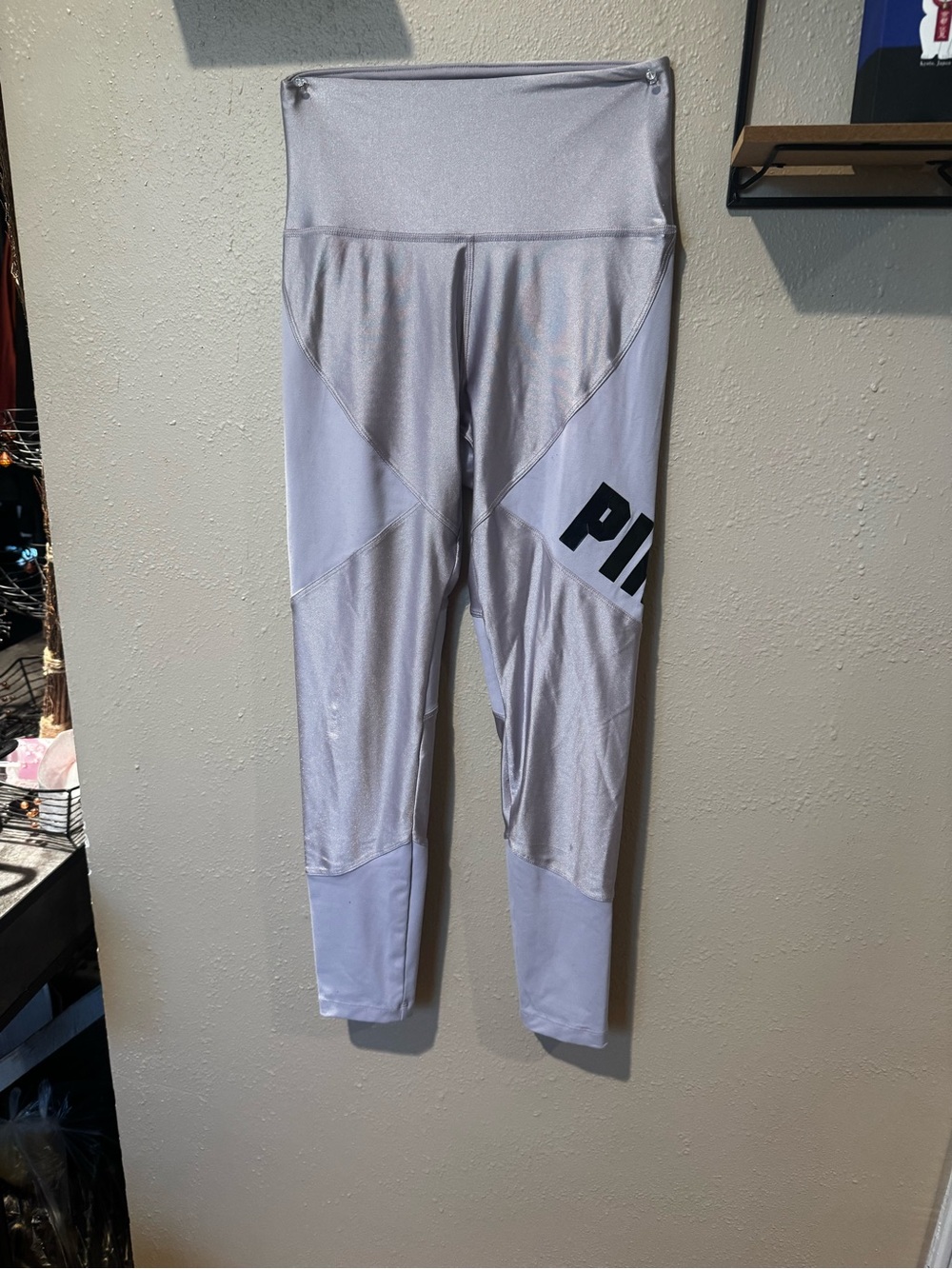 PINK Victoria's Secret Light Gray and White Girls' High-Waist Leggings